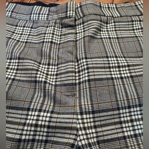 Zara Basic Navy Blue Checkered Plaid Trousers Elastic Back Waist Pant Size L